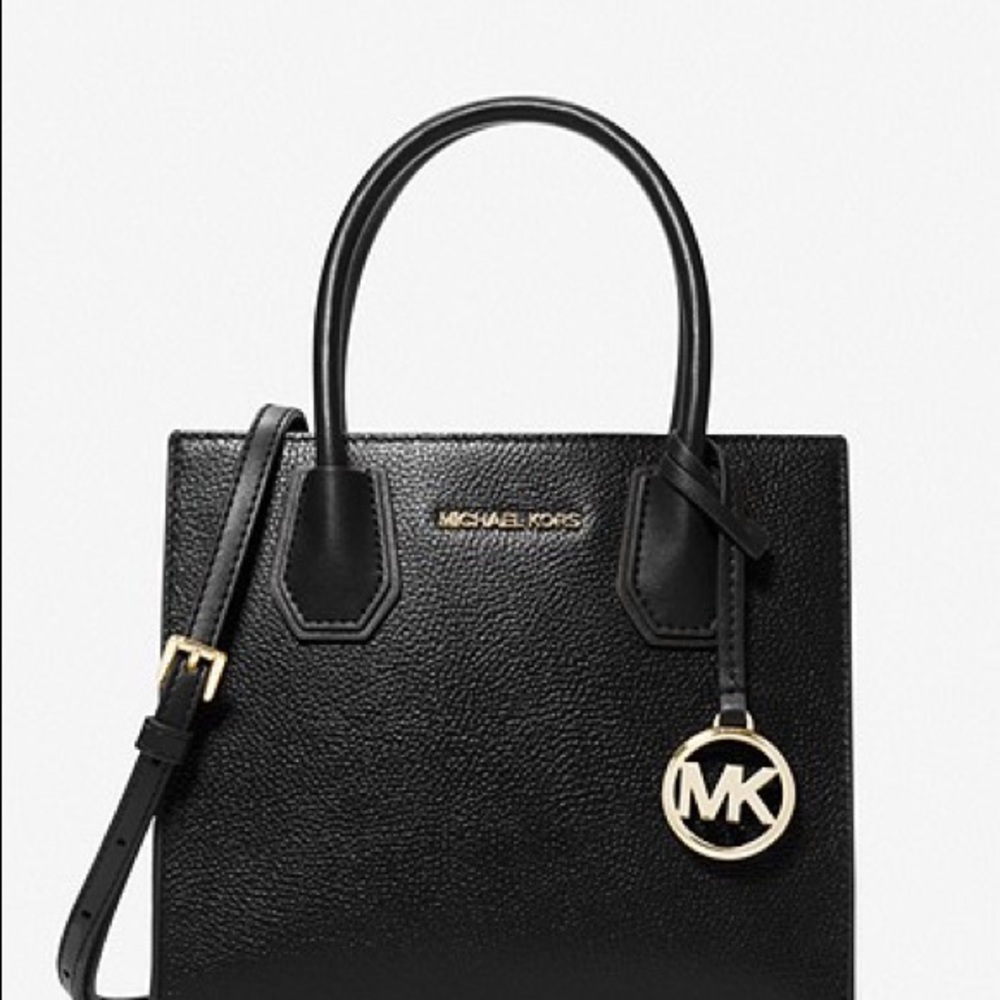 Michael Kors Mercer Medium Mk Signature PVC Leather Satchel Crossbody Bag, Purse